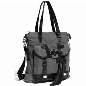 Stylish LAMB Gray and Black Tote Bag